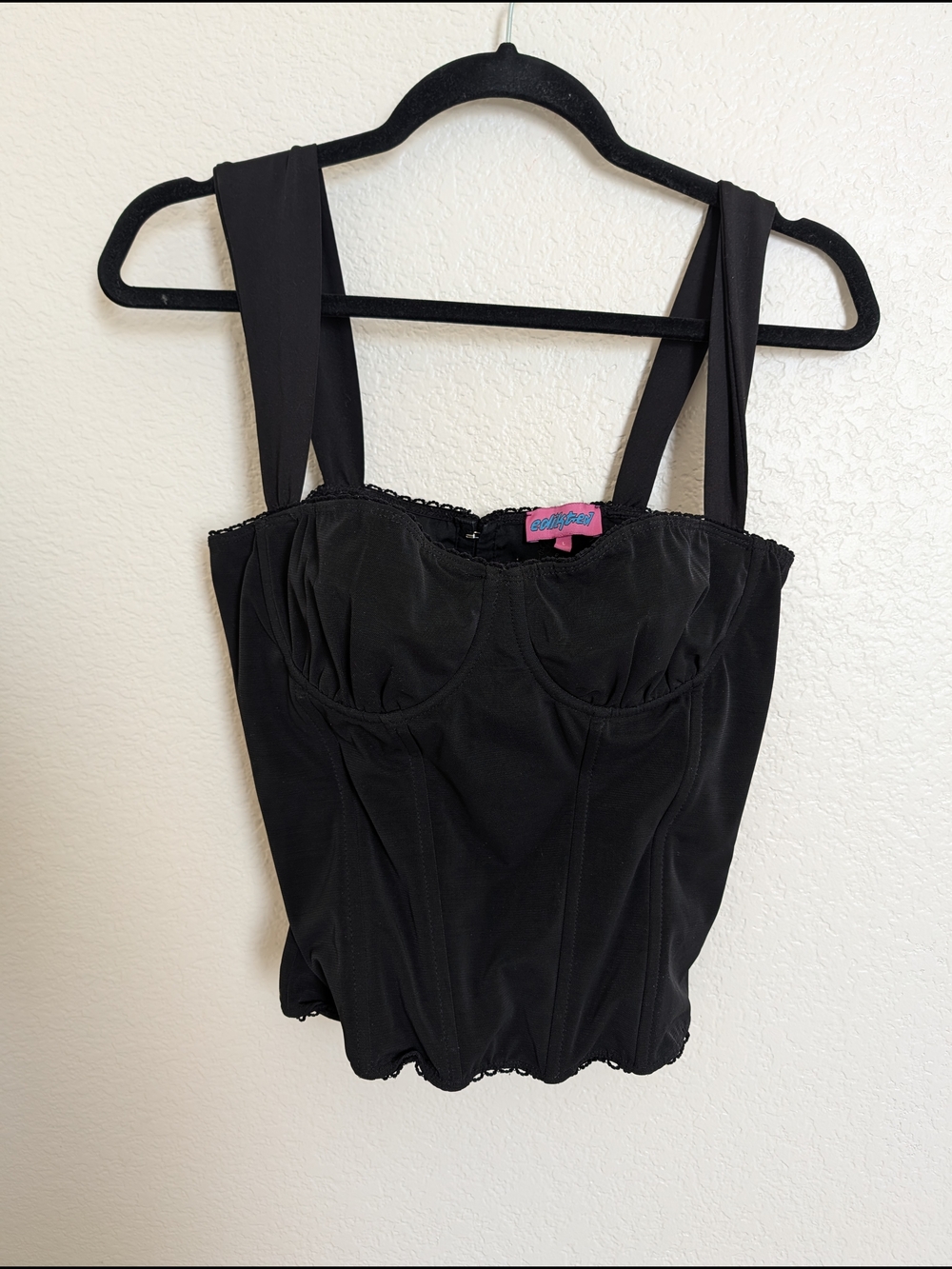 Edikted Marcella Wide Strap Mesh Corset Size Large L Whimsigoth Romantic Grunge